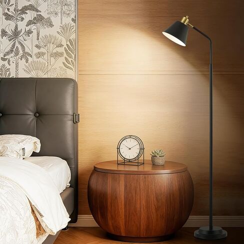 65.3" Modern Floor Lamps for Living Room, Black Floor Lamp for Bedroom, Dual-Base Industrial Standing Lamp, Adjustable-Head Corner Lamp, Tall Lamp, Living Room Light, Bulb Included, Black in Saudi Arabia