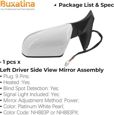76258-TLA-A32 Left Driver Side View Mirror for Honda CR-V 2017-2022 Left Driver Side Door Mirror Assembly with 9 Pins/Power Adjust/Heated/Signal Light/Blind Spot 76258TLAA32 HO1320318 in Kuwait