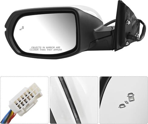 76258-TLA-A32 Left Driver Side View Mirror for Honda CR-V 2017-2022 Left Driver Side Door Mirror Assembly with 9 Pins/Power Adjust/Heated/Signal Light/Blind Spot 76258TLAA32 HO1320318 in Kuwait