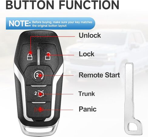 Key Fob Replacement Fit for Ford Edge Mustang 2015-2017,Explorer 2016-2017,Fusion 2013-2016,Lincoln MKZ 2013-2016,MKC 2014-2016,MKX-2016-2019,Smart Car Keyless Entry Remote Frequency:902Mhz 164-R7989 in Kuwait