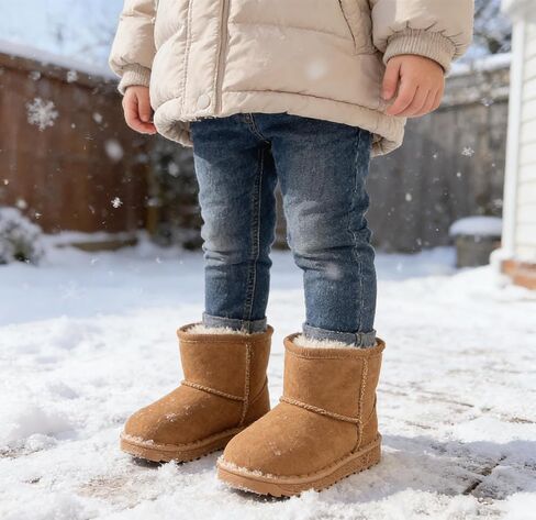 Boys Girls Kids Snow Boots Warm Winter Boots Slip On Slip Resistant Outdoor Winter Shoes Suede Lightweight Comfy(Toddler/Little) in Saudi Arabia