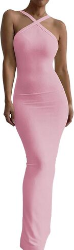 Nimsruc Women's Sexy Sleeveless Bodycon Maxi Dress for Wedding, Prom, Cocktail Party, Beach Vacation 2026 in Saudi Arabia