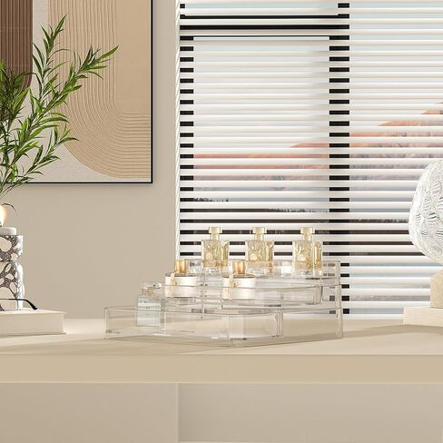2 Pack Perfume Organizer, 3-Tier Acrylic Countertop Stand with Protective Edges, Holder for Perfume,Cologne,Skincare,Figurines,Spices and Snacks Storage - Fits Bedroom,Dresser,Bathroom,Kitchen in Saudi Arabia