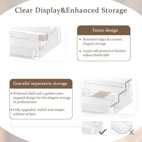 2 Pack Perfume Organizer, 3-Tier Acrylic Countertop Stand with Protective Edges, Holder for Perfume,Cologne,Skincare,Figurines,Spices and Snacks Storage - Fits Bedroom,Dresser,Bathroom,Kitchen in Saudi Arabia