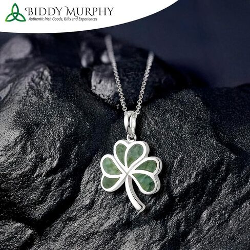 Biddy Murphy, Women's Irish Shamrock, Lucky Three Leaf Clover 925 Sterling Silver Pendant Necklace with Connemara Marble Inlay in Saudi Arabia
