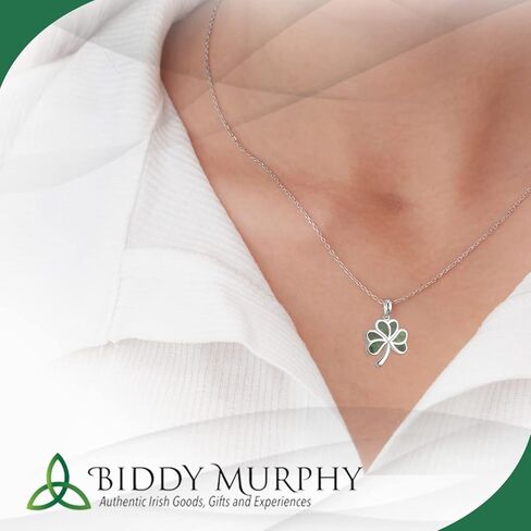 Biddy Murphy, Women's Irish Shamrock, Lucky Three Leaf Clover 925 Sterling Silver Pendant Necklace with Connemara Marble Inlay in Saudi Arabia