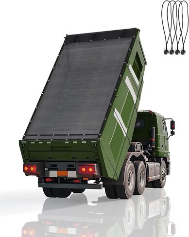 قماش القنب الثقيل مقاس 7 × 14 بوصة من FoundGo Mesh Tarp مع الحلقات ونظام تدفق الهواء و4 أسلاك مرنة وجيبين لاستبدال غطاء سرير الشاحنة in Kuwait