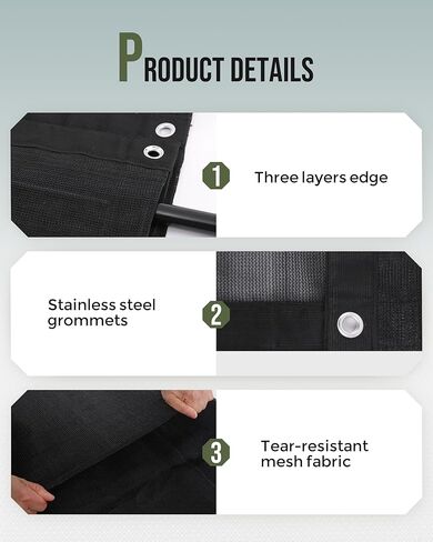 قماش القنب الثقيل مقاس 7 × 14 بوصة من FoundGo Mesh Tarp مع الحلقات ونظام تدفق الهواء و4 أسلاك مرنة وجيبين لاستبدال غطاء سرير الشاحنة in Kuwait
