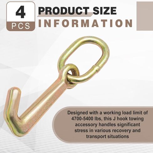 4 Pcs 5/16" G70 Mini J Hook with Link Auto Tie Down Mini J Hook 4700-5400 Lbs Breaking Strength Workload J Hooks Towing for Trailers, Heavy-Duty Tow Trucks, Towing Trucks, Dump Trailers in Saudi Arabia