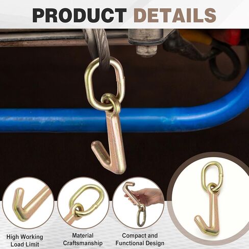 4 Pcs 5/16" G70 Mini J Hook with Link Auto Tie Down Mini J Hook 4700-5400 Lbs Breaking Strength Workload J Hooks Towing for Trailers, Heavy-Duty Tow Trucks, Towing Trucks, Dump Trailers in Saudi Arabia