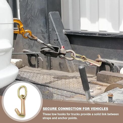 4 Pcs 5/16" G70 Mini J Hook with Link Auto Tie Down Mini J Hook 4700-5400 Lbs Breaking Strength Workload J Hooks Towing for Trailers, Heavy-Duty Tow Trucks, Towing Trucks, Dump Trailers in Saudi Arabia