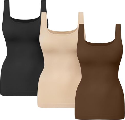 KIKIMINK Womens Shapewear Tank Tops Tummy Control Seamless Square Neck Body Shaper Compression Camisole Slimming Undershirt in Saudi Arabia