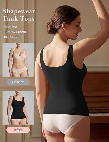 KIKIMINK Womens Shapewear Tank Tops Tummy Control Seamless Square Neck Body Shaper Compression Camisole Slimming Undershirt in Saudi Arabia