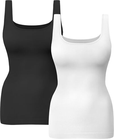 KIKIMINK Womens Shapewear Tank Tops Tummy Control Seamless Square Neck Body Shaper Compression Camisole Slimming Undershirt in Saudi Arabia