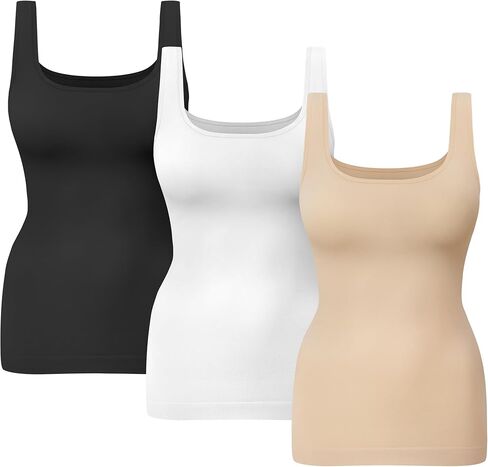 KIKIMINK Womens Shapewear Tank Tops Tummy Control Seamless Square Neck Body Shaper Compression Camisole Slimming Undershirt in Saudi Arabia