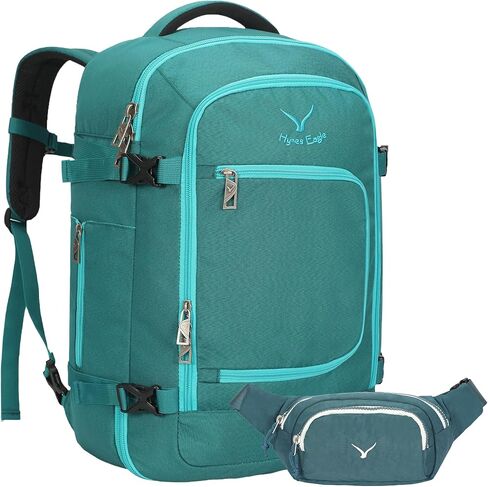 Hynes Eagle Travel Backpack 40L Flight Approved Carry on Backpack Men Large Cabin Weekender Laptop Backpack Women 15.6 inches Teal with Waist Pack Green in Kuwait