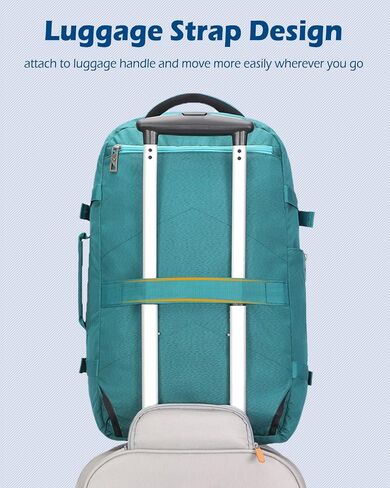 Hynes Eagle Travel Backpack 40L Flight Approved Carry on Backpack Men Large Cabin Weekender Laptop Backpack Women 15.6 inches Teal with Waist Pack Green in Kuwait
