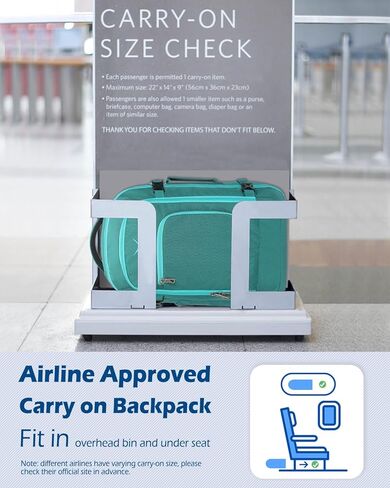 Hynes Eagle Travel Backpack 40L Flight Approved Carry on Backpack Men Large Cabin Weekender Laptop Backpack Women 15.6 inches Teal with Waist Pack Green in Kuwait