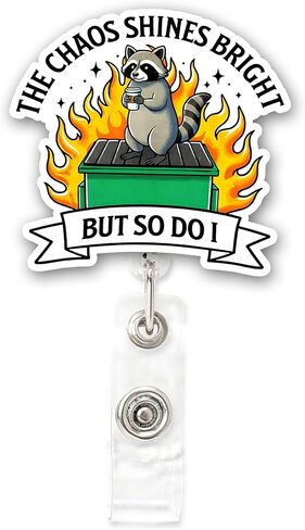 بكرة شارة حريق القمامة - بكرة شارة ممرضة مضحكة مع تصميم الراكون - حامل شارة هوية قابل للسحب للممرضات والمعلمين وموظفي المكاتب - هدية فكاهة العمل in Kuwait