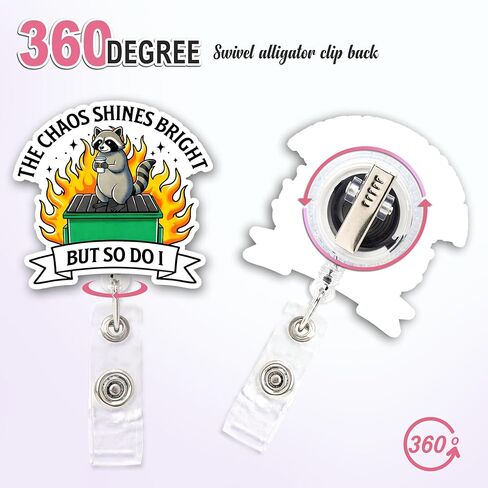 بكرة شارة حريق القمامة - بكرة شارة ممرضة مضحكة مع تصميم الراكون - حامل شارة هوية قابل للسحب للممرضات والمعلمين وموظفي المكاتب - هدية فكاهة العمل in Kuwait