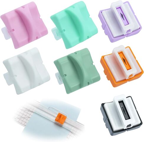 7 عبوات من شفرات إعادة التعبئة لقطع الورق A4 A5، قاطعة الشرائح للتشذيب الدقيق، تصميم وقائي محمل بالزنبرك، شفرة بديلة لقواطع الورق، تنطبق على قطع البطاقات والحرف اليدوية (7 ألوان) in Kuwait