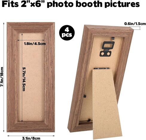 Rainmae 4 حزمة إطارات كشك الصور 2x6 إطار صورة شريط فيلم خشبي مع حامل زفاف غراد استحمام الطفل صور كشك عرض حامل مع زجاج شفاف لجدار الطاولة مكتب ديكور المنزل in Saudi Arabia