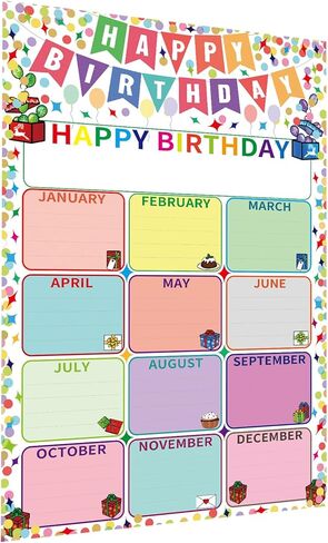 SANTSUN Happy Birthday Poster for Classroom, Birthday Chart Bulletin Board, Laminated, Dry-Erase, 17"x24", Back to School Teaching Supplies, Chalkboard Wall Decor in Kuwait