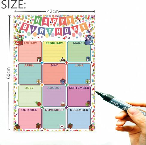 SANTSUN Happy Birthday Poster for Classroom, Birthday Chart Bulletin Board, Laminated, Dry-Erase, 17"x24", Back to School Teaching Supplies, Chalkboard Wall Decor in Kuwait