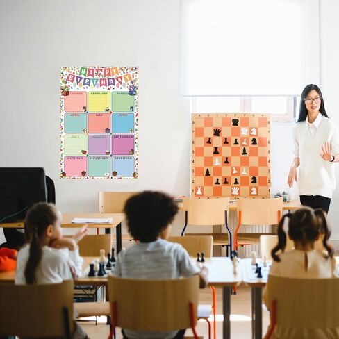 SANTSUN Happy Birthday Poster for Classroom, Birthday Chart Bulletin Board, Laminated, Dry-Erase, 17"x24", Back to School Teaching Supplies, Chalkboard Wall Decor in Kuwait