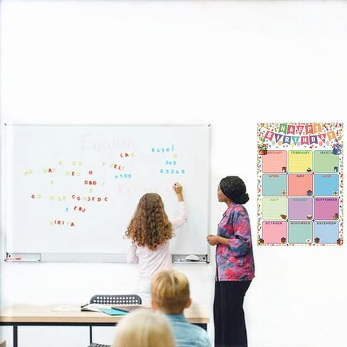 SANTSUN Happy Birthday Poster for Classroom, Birthday Chart Bulletin Board, Laminated, Dry-Erase, 17"x24", Back to School Teaching Supplies, Chalkboard Wall Decor in Kuwait
