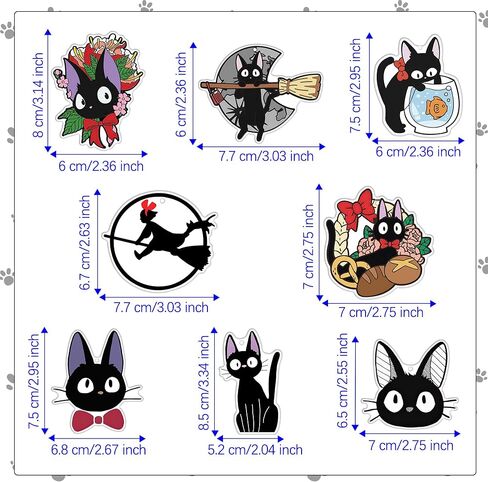 Pounchi Cute Black Cat Car Air Freshener Cards (8 Pack Refreshing Ice Scent) Anime Accessories for Car Interior Hanging Gift Rearview Pendant Supplies in Saudi Arabia