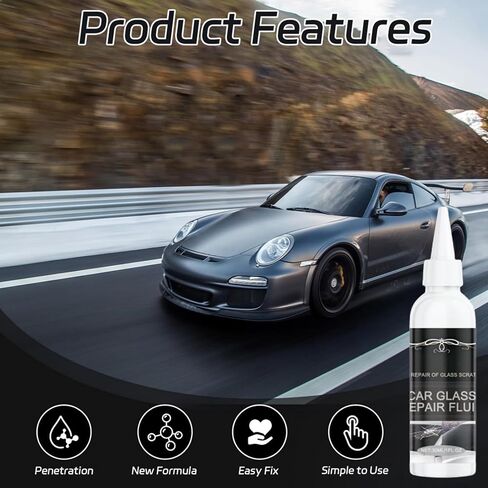 طقم إصلاح تشققات الزجاج الأمامي من CRIVERY، 2026 مجموعة إصلاح شرائح الزجاج الأمامي الجديدة للترقية، طقم سائل إصلاح الزجاج السريع من الراتنج 30 مل للرقائق والشقوق، وإصلاح النوافذ، والمرايا، والنظارات، والزجاج in Kuwait