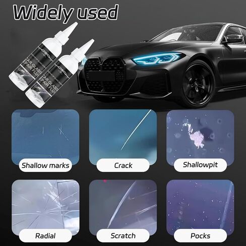 طقم إصلاح تشققات الزجاج الأمامي من CRIVERY، 2026 مجموعة إصلاح شرائح الزجاج الأمامي الجديدة للترقية، طقم سائل إصلاح الزجاج السريع من الراتنج 30 مل للرقائق والشقوق، وإصلاح النوافذ، والمرايا، والنظارات، والزجاج in Kuwait