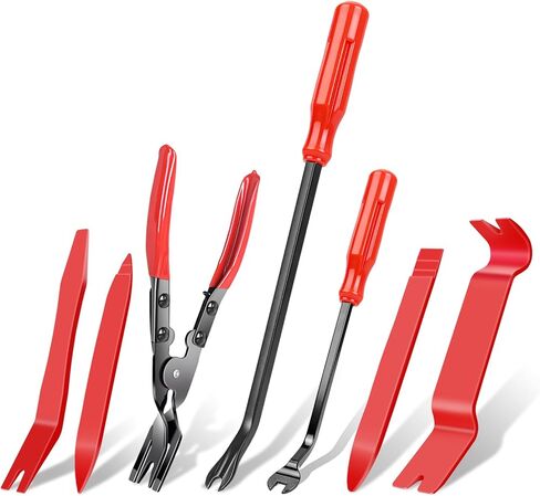 مجموعة أدوات إزالة الحواف التلقائية 7 قطع - أداة فك إزالة الحواف البلاستيكية مع كماشة إزالة مشبك اللوحة، أدوات إزالة الحواف للوحة لوحة لوحة تنجيد هيكل السيارة، كماشة مشبك مزيل التثبيت in Kuwait