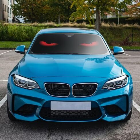 1pc Red Eyes Car Sun Shade for Windshield Blocks UV Rays Visor Protector Foldable Sun Shield with 4 Free Suction Cups Keeps Cool Beach Seaside Scenery in Saudi Arabia