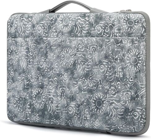 Kinmac Embossed PU Leather 360° Heavy Duty Protective Laptop Sleeve with Poacket (Green Leaves, 15 inch-15.6 inch) in Kuwait