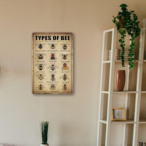 Vintage Bee Knowledge Tin Sign - Retro Metal Wall Art Decor for Classroom and Bathroom - Insect Hanging Poster 8 x 12 Inch in Kuwait