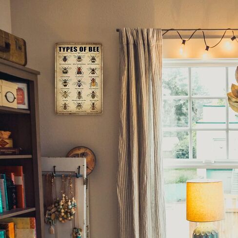 Vintage Bee Knowledge Tin Sign - Retro Metal Wall Art Decor for Classroom and Bathroom - Insect Hanging Poster 8 x 12 Inch in Kuwait