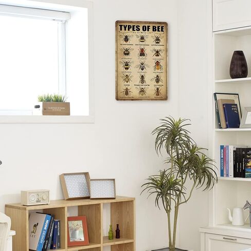 Vintage Bee Knowledge Tin Sign - Retro Metal Wall Art Decor for Classroom and Bathroom - Insect Hanging Poster 8 x 12 Inch in Kuwait