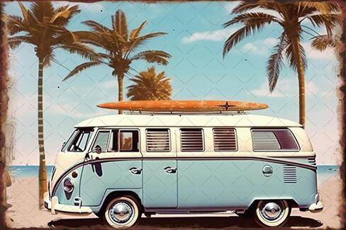 Beach Decor Vintage Surf Van Metal Sign Surf Decor for Open-Air bar Porch Beach Wall Art Beach Themed Gifts 8x12 Inch in Kuwait
