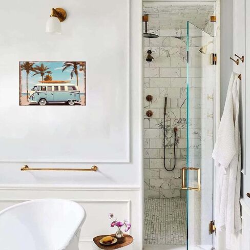 Beach Decor Vintage Surf Van Metal Sign Surf Decor for Open-Air bar Porch Beach Wall Art Beach Themed Gifts 8x12 Inch in Kuwait