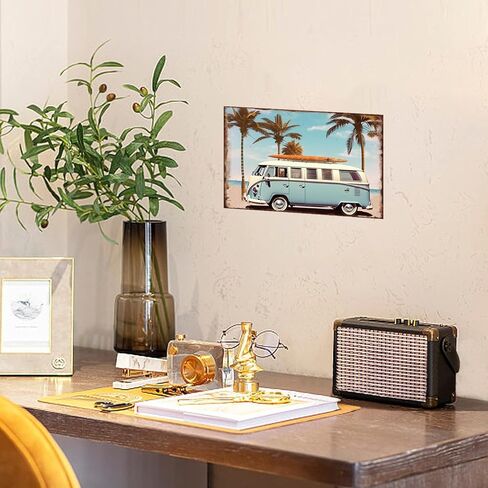 Beach Decor Vintage Surf Van Metal Sign Surf Decor for Open-Air bar Porch Beach Wall Art Beach Themed Gifts 8x12 Inch in Kuwait