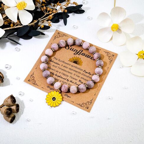 Sunflower Gifts For Women Inspirational Sunflower Bracelet Small Gift For Women Friends Daughter Niece Granddaughter Young Adult Friendship Jewelry Sun Flowers Bracelets in Saudi Arabia