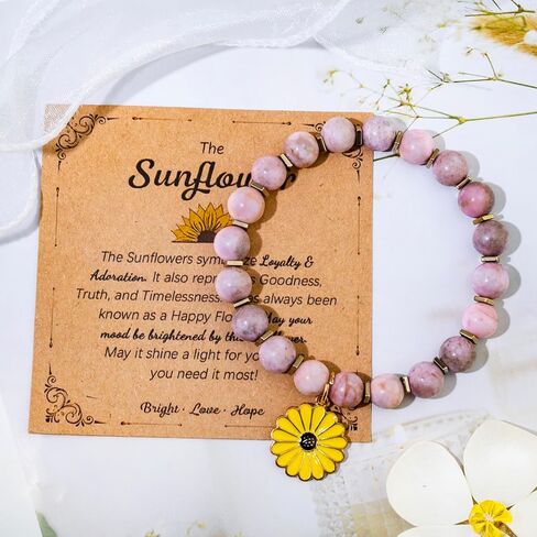 Sunflower Gifts For Women Inspirational Sunflower Bracelet Small Gift For Women Friends Daughter Niece Granddaughter Young Adult Friendship Jewelry Sun Flowers Bracelets in Saudi Arabia