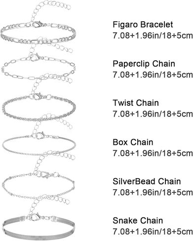 Trendy Bracelets for Women, Silver Dainty Stackable Bracelet, Adjustable Boho Bangles Charm, Waterproof Non Tarnish Bangle Cuff Beaded Bracelet Set, Women Stack Bracelets Jewelry Gifts in Saudi Arabia