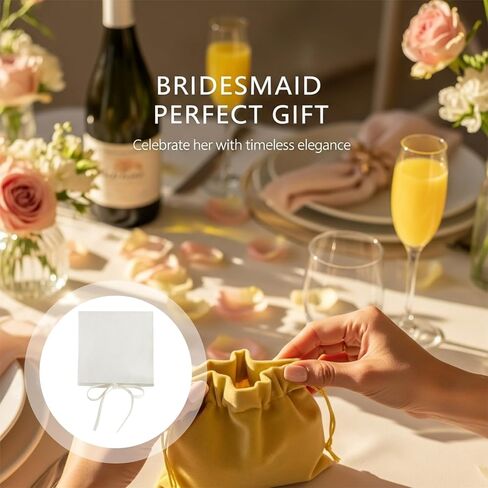 8 Pcs Imitation Pearl Bracelet Set with Light Yellow Velvet Bags, Dainty Beaded Chain Bracelet for Bridesmaid Gifts, Adjustable 5.9+2 in Bracelet for Bridal Wedding Party Favor in Kuwait