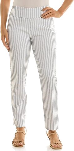 Zac & Rachel Women's Pull-On Ankle Length Pant with Tummy Control Waist Band, Black/White, 14 in Saudi Arabia
