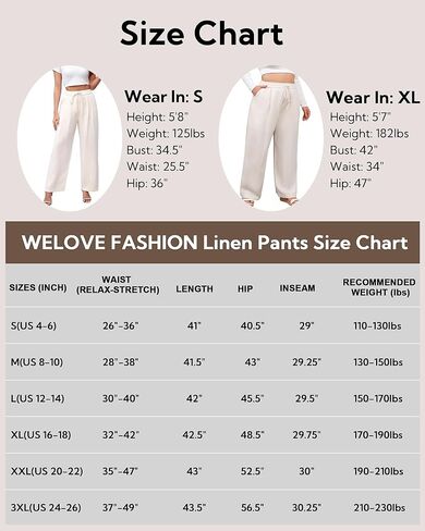 Love Welove Fashion Linen Pants Women – 100% Linen Wide Leg Pants, Elastic Waist Drawstring, Summer Casual Plus Size 3XL in Saudi Arabia