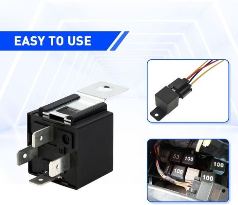 Techie 2 Pack 4 Pin Car Relay,12V 40A with Fixed Plate, AC Starter,Air Conditioner,Heavy Duty Relay Switch,Fit for Cars, Motorcycles, Trucks in Kuwait