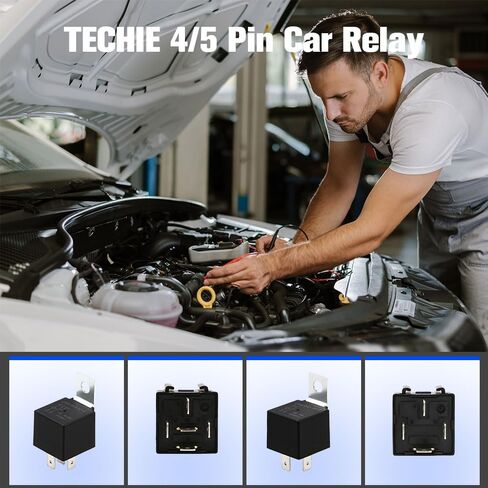 Techie 2 Pack 4 Pin Car Relay,12V 40A with Fixed Plate, AC Starter,Air Conditioner,Heavy Duty Relay Switch,Fit for Cars, Motorcycles, Trucks in Kuwait